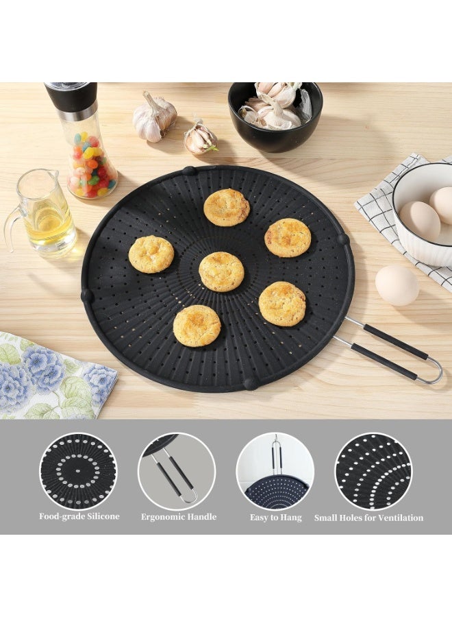 Splatter Guards for Frying,  Grease Splatter Guard, Heat-resistant Splatter Screen for Frying Pan, Silicone Splatter Guard for Everyday Cooking, Dishwasher Safe (Black) ﻿ - Image 4
